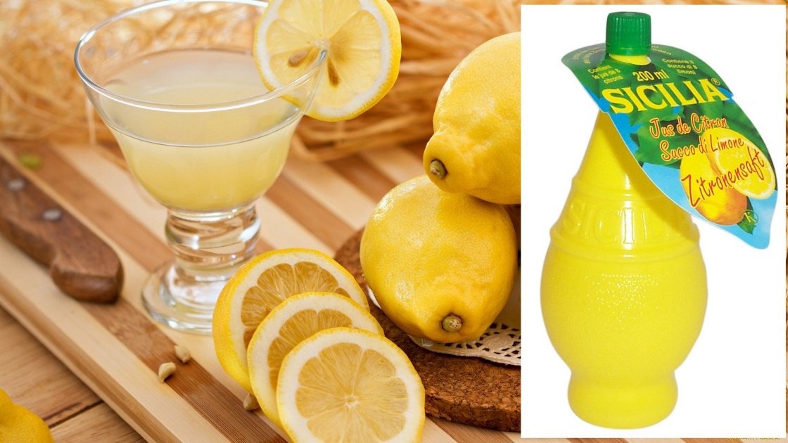 На фотографии изображены лимоны и выжатый из них сок.
