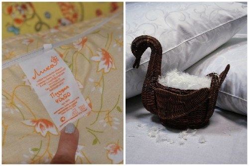 Тип пуха на этикетке
